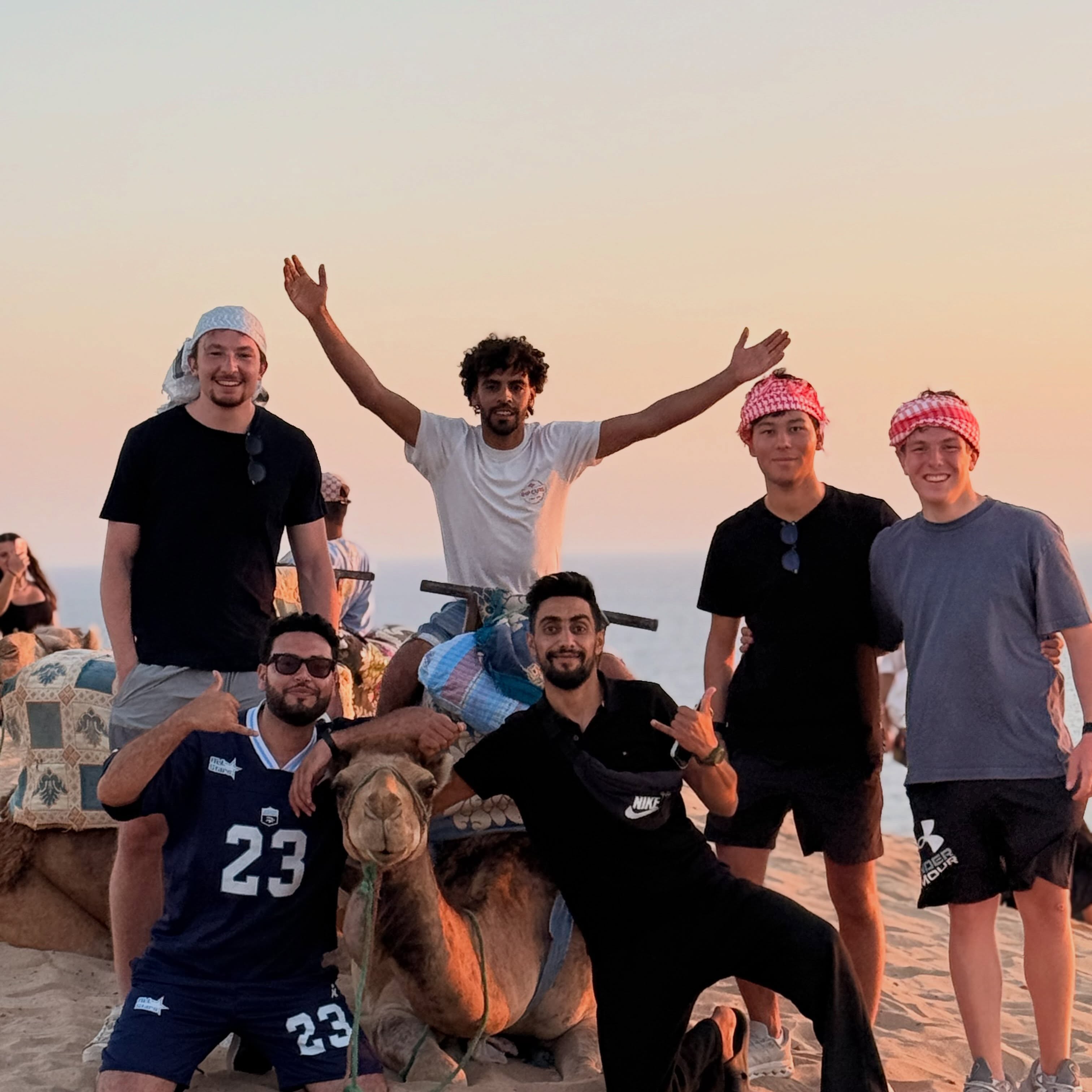 Camel ride at sunset in the dunes with Amlal guests
